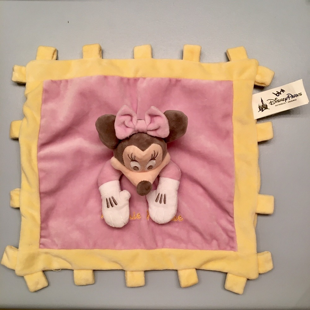Walt Disney Parks Minnie Mouse Pink Lovey Plush Crinkle‎ Sound Blanky 10x11